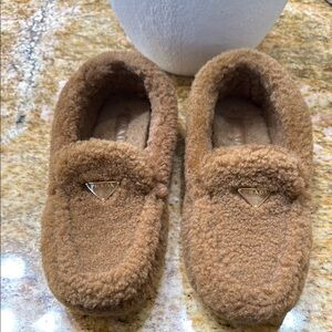 Prada Brown Shearling Slip-On Slippers